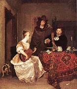 TERBORCH, Gerard A Young Woman Playing a Theorbo to Two Men oil painting artist